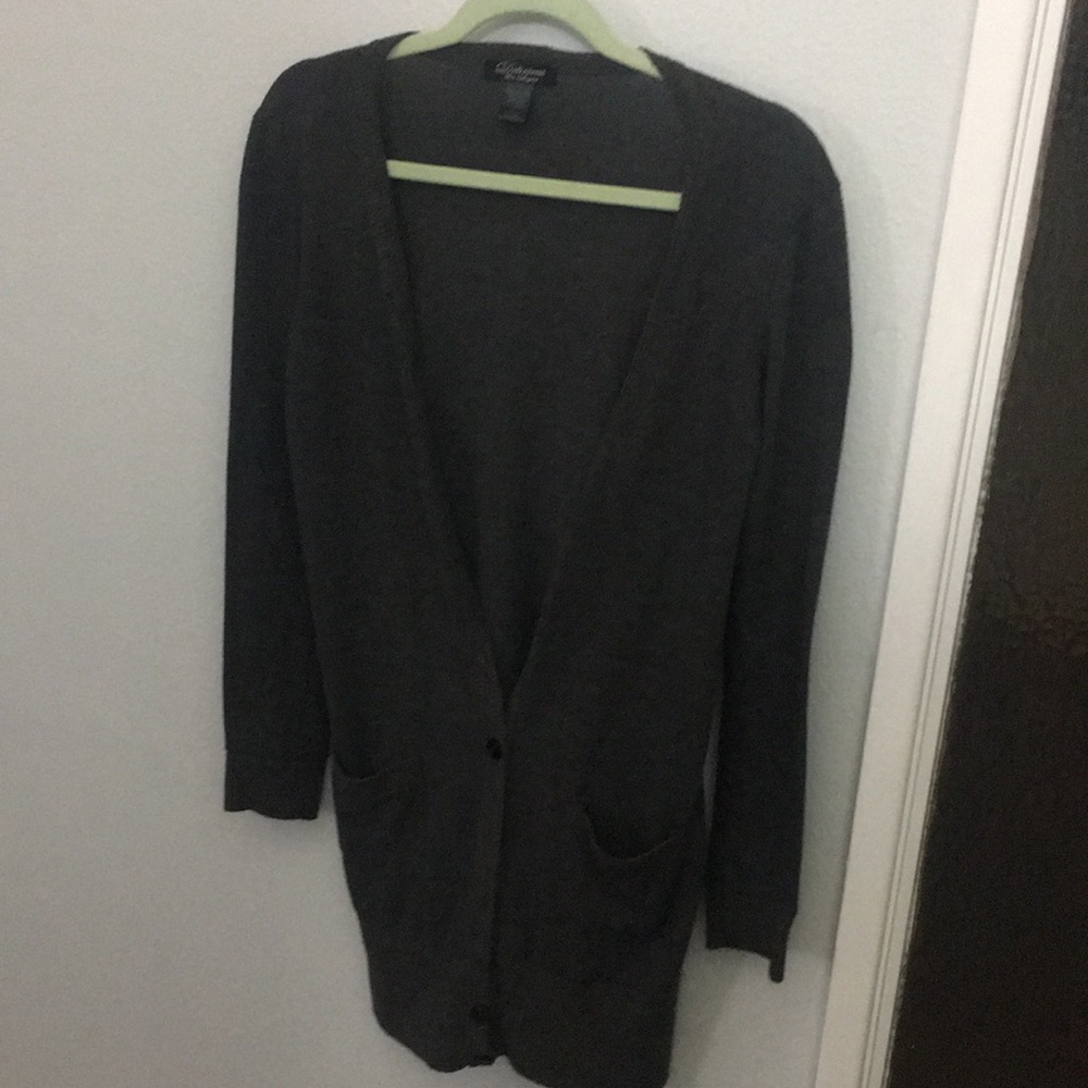 Long gray cardigan